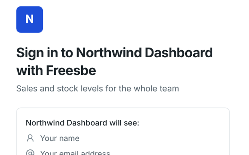 Signing in to a Northwind dashboard with Freesbe